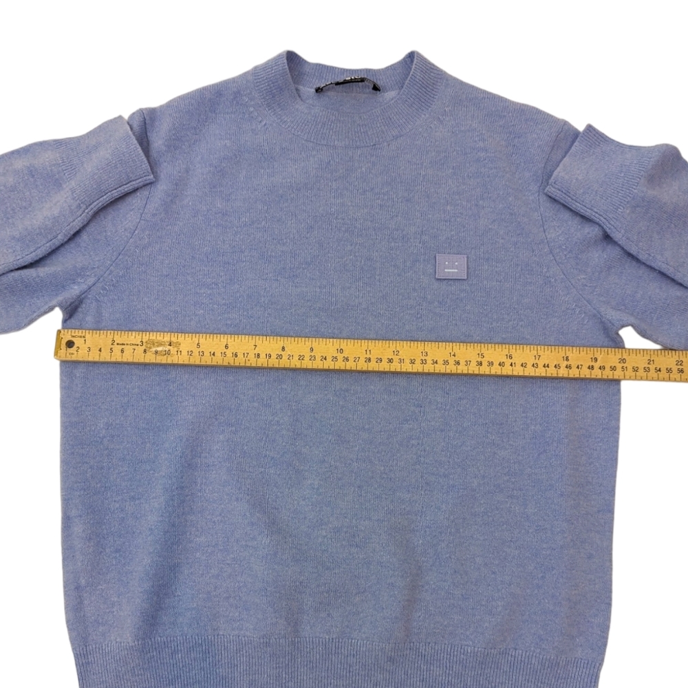 Acne Studios Face Wool Sweater Crew Neck Pullover Unisex XS Purple Long Sleeve - Picture 7 of 12